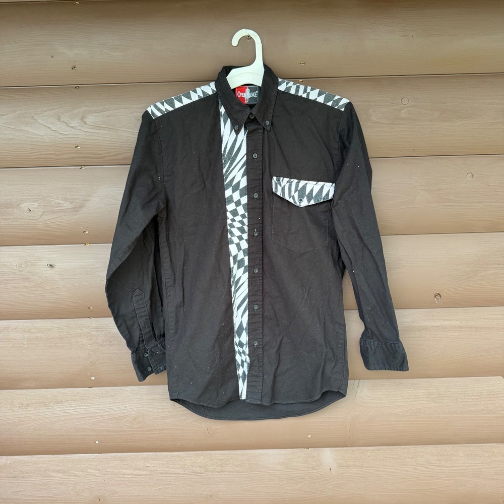 Open‎ Range Western Button Down Shirt Mens Small Black White Geometric Print